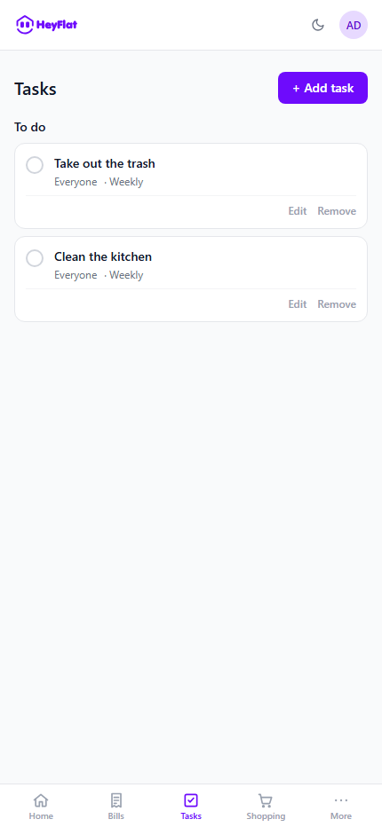 3. Chores: organizing house tasks